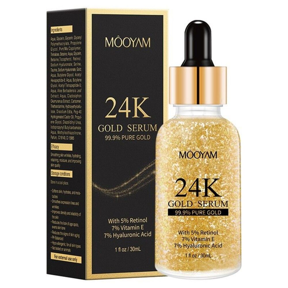 MOOYAM 24K Gold Face Serum 1 fl oz Retinol Vitamin E Hyaluronic Acid